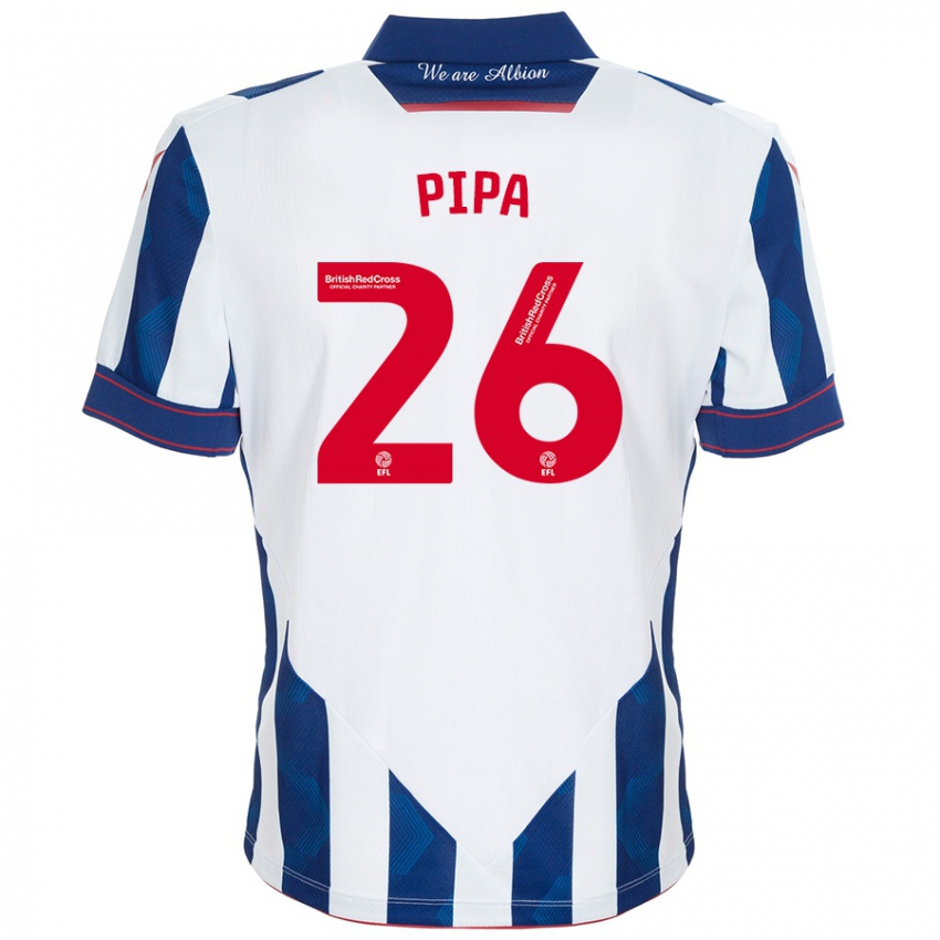 Hombre Camiseta Pipa #26 Blanco Azul Oscuro 1ª Equipación 2024/25 La Camisa México