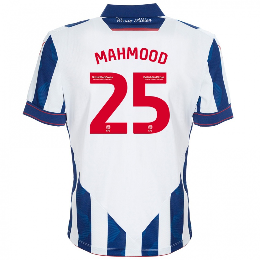 Hombre Camiseta Mahmood #25 Blanco Azul Oscuro 1ª Equipación 2024/25 La Camisa México