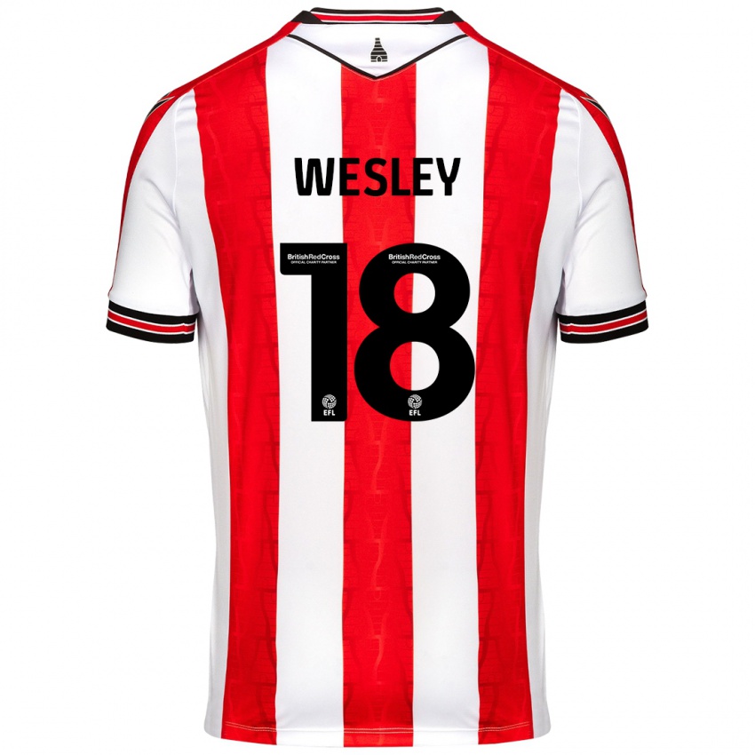 Hombre Camiseta Wesley Moraes #18 Rojo Blanco 1ª Equipación 2024/25 La Camisa México