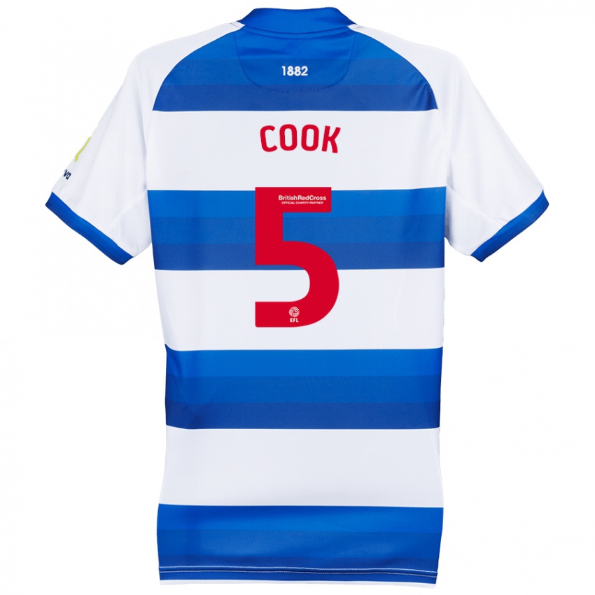 Hombre Camiseta Steve Cook #5 Blanco Azul 1ª Equipación 2024/25 La Camisa México