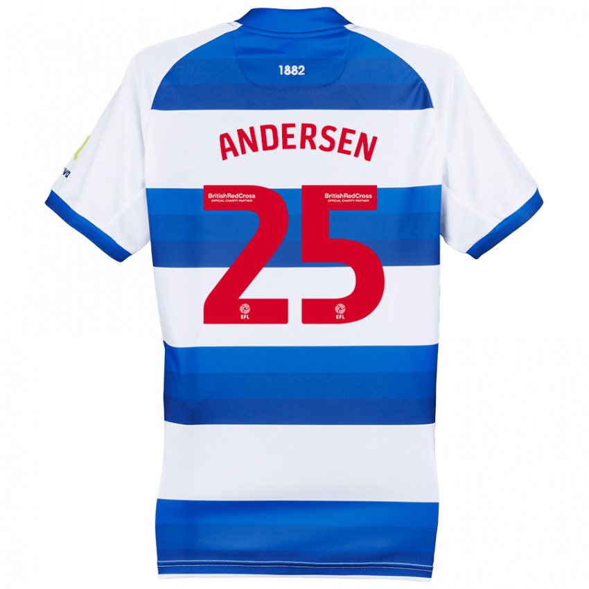 Hombre Camiseta Lucas Andersen #25 Blanco Azul 1ª Equipación 2024/25 La Camisa México