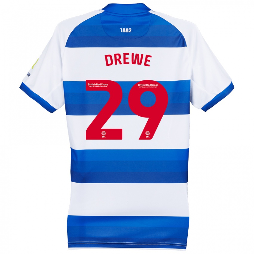 Hombre Camiseta Aaron Drewe #29 Blanco Azul 1ª Equipación 2024/25 La Camisa México