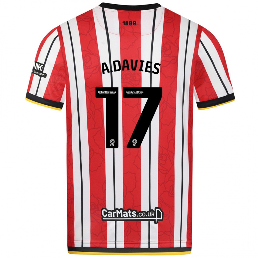 Hombre Camiseta Adam Davies #17 Rojo Blanco Rayas 1ª Equipación 2024/25 La Camisa México