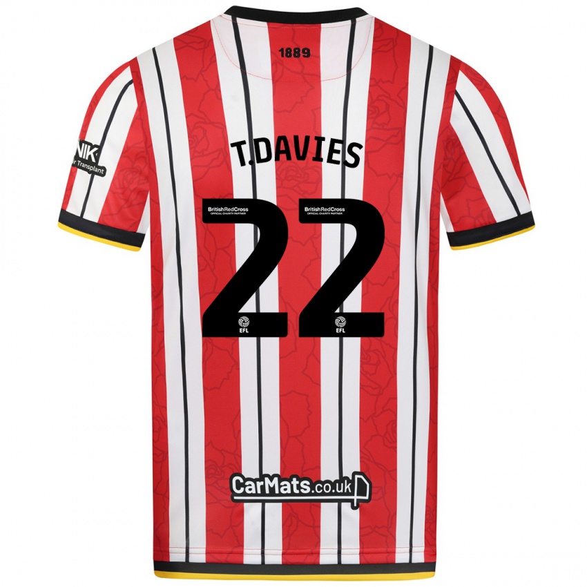 Hombre Camiseta Tom Davies #22 Rojo Blanco Rayas 1ª Equipación 2024/25 La Camisa México