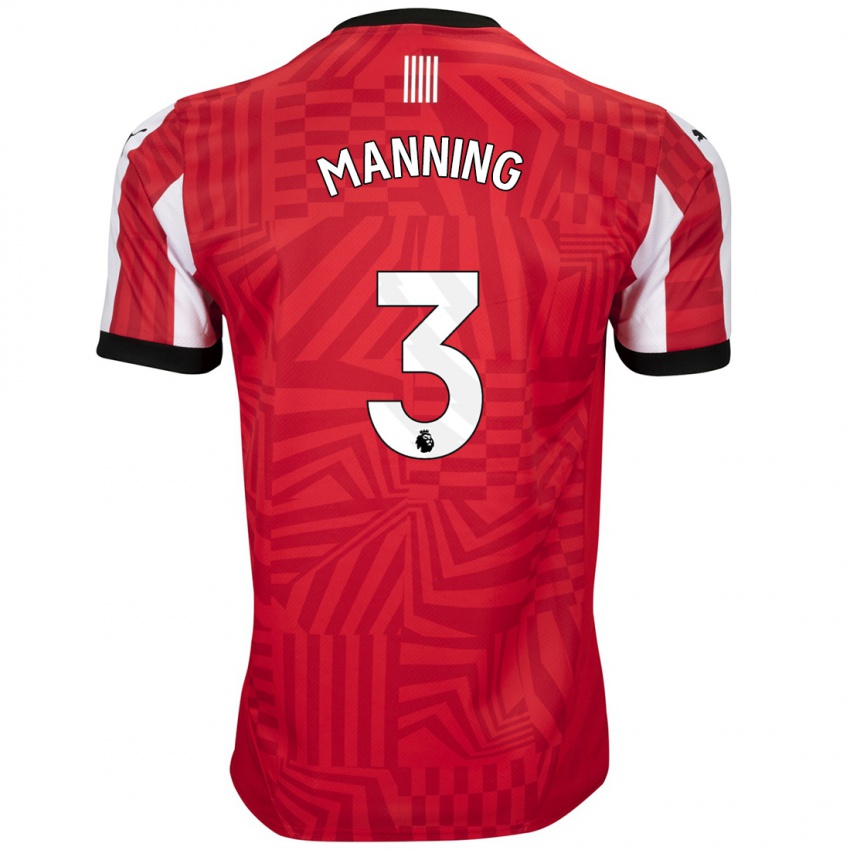 Hombre Camiseta Ryan Manning #3 Rojo Blanco 1ª Equipación 2024/25 La Camisa México