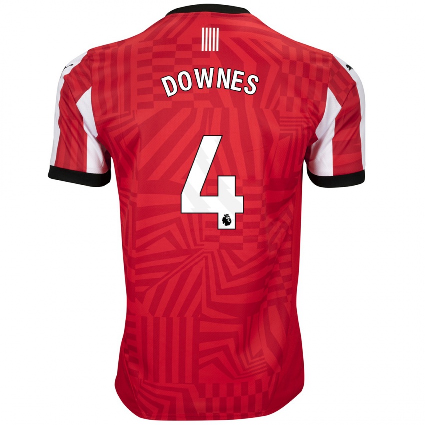 Hombre Camiseta Flynn Downes #4 Rojo Blanco 1ª Equipación 2024/25 La Camisa México