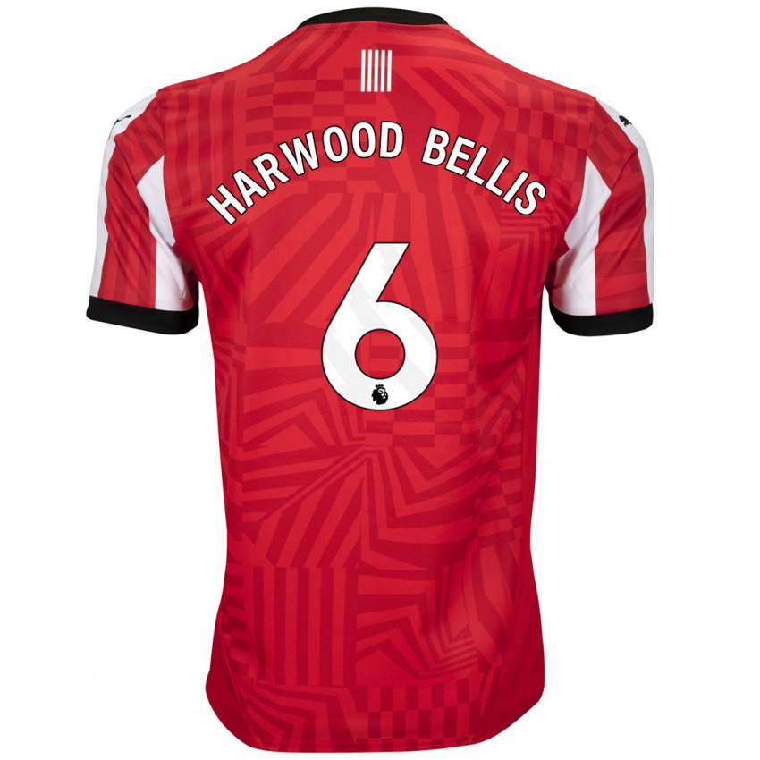 Hombre Camiseta Taylor Harwood-Bellis #6 Rojo Blanco 1ª Equipación 2024/25 La Camisa México