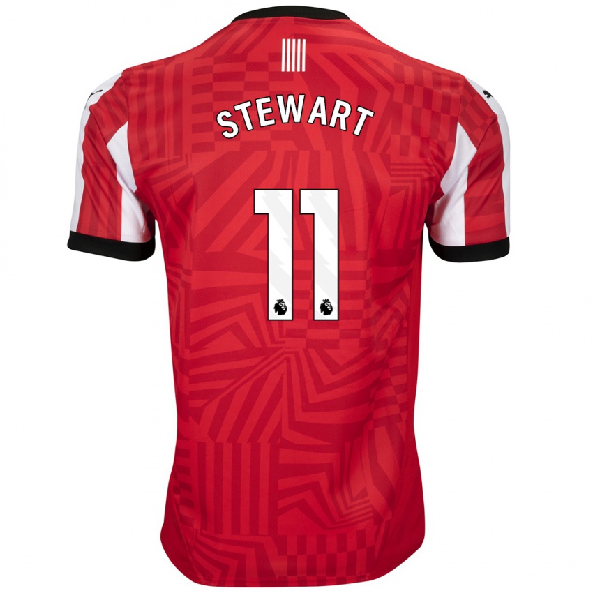 Hombre Camiseta Ross Stewart #11 Rojo Blanco 1ª Equipación 2024/25 La Camisa México