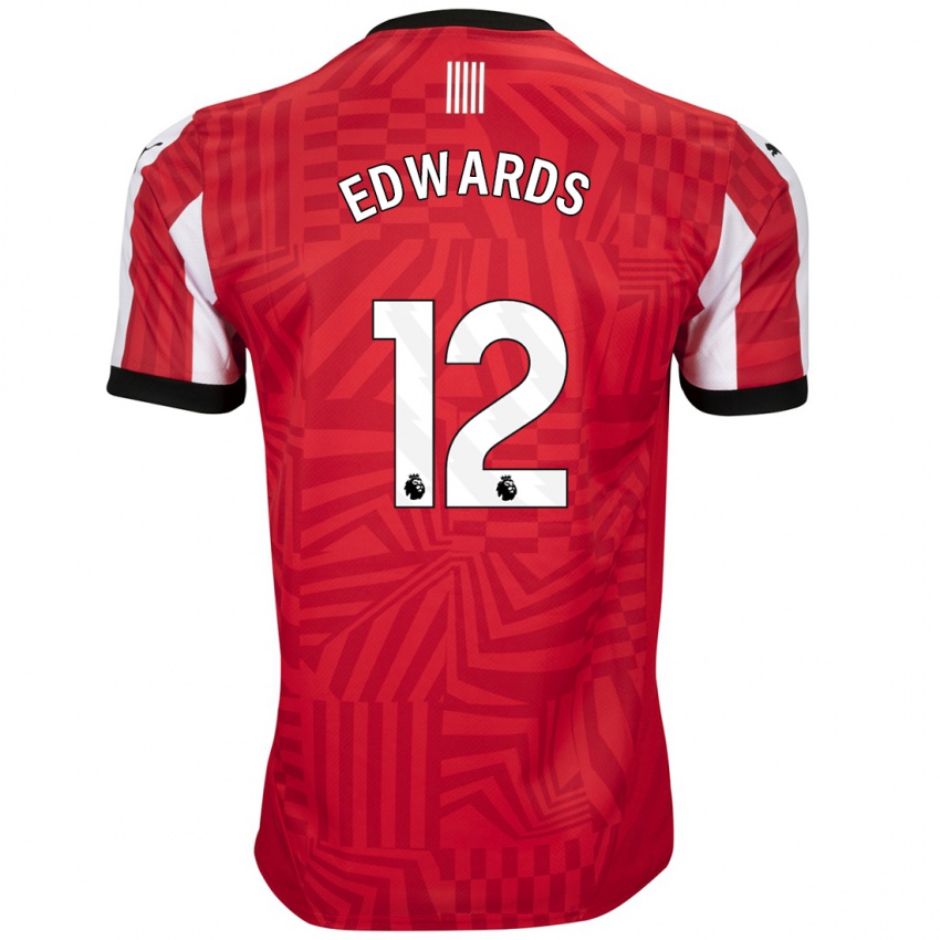 Hombre Camiseta Ronnie Edwards #12 Rojo Blanco 1ª Equipación 2024/25 La Camisa México