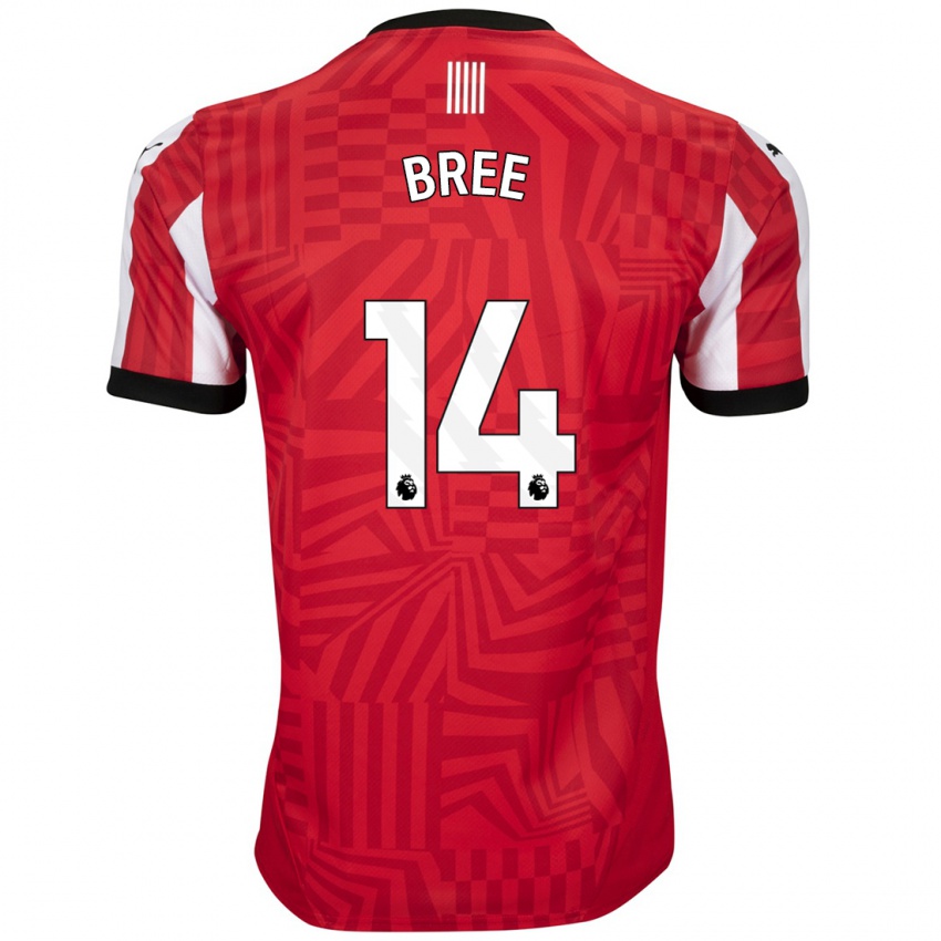 Hombre Camiseta James Bree #14 Rojo Blanco 1ª Equipación 2024/25 La Camisa México