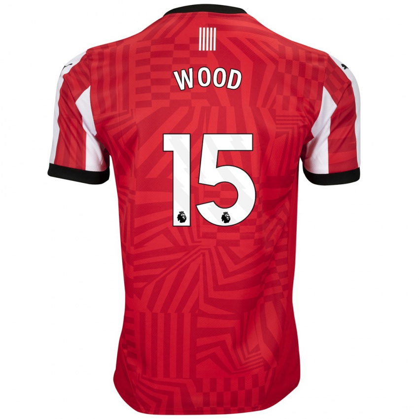 Hombre Camiseta Nathan Wood #15 Rojo Blanco 1ª Equipación 2024/25 La Camisa México