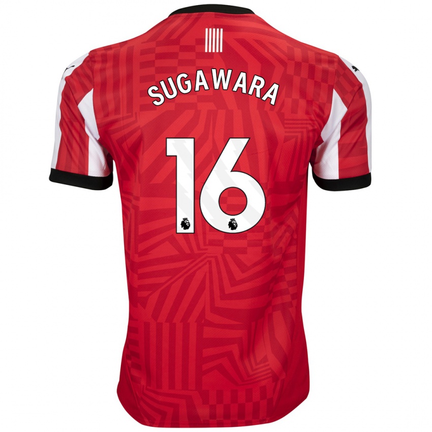 Hombre Camiseta Yukinari Sugawara #16 Rojo Blanco 1ª Equipación 2024/25 La Camisa México