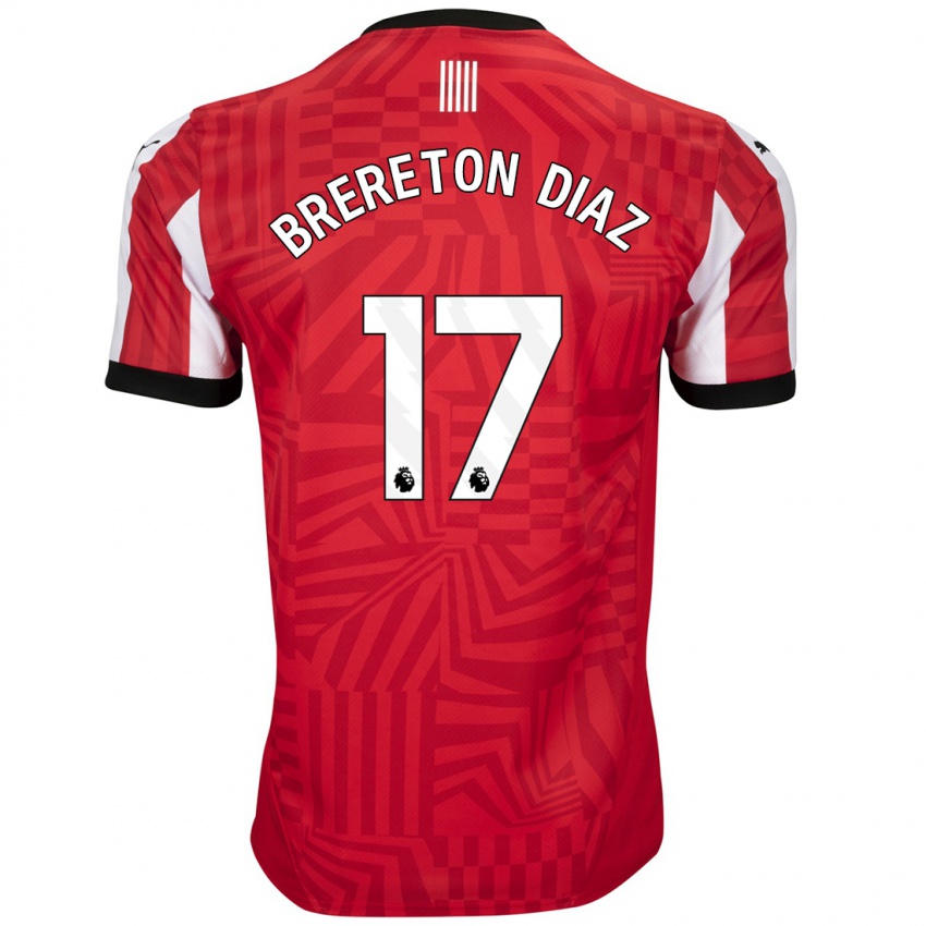 Hombre Camiseta Ben Brereton Díaz #17 Rojo Blanco 1ª Equipación 2024/25 La Camisa México