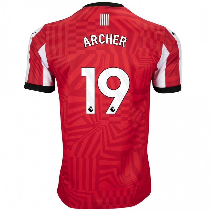 Hombre Camiseta Cameron Archer #19 Rojo Blanco 1ª Equipación 2024/25 La Camisa México