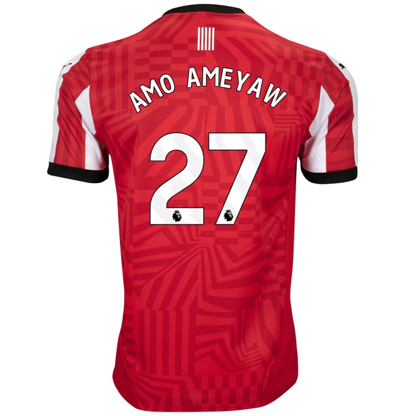 Hombre Camiseta Samuel Amo-Ameyaw #27 Rojo Blanco 1ª Equipación 2024/25 La Camisa México