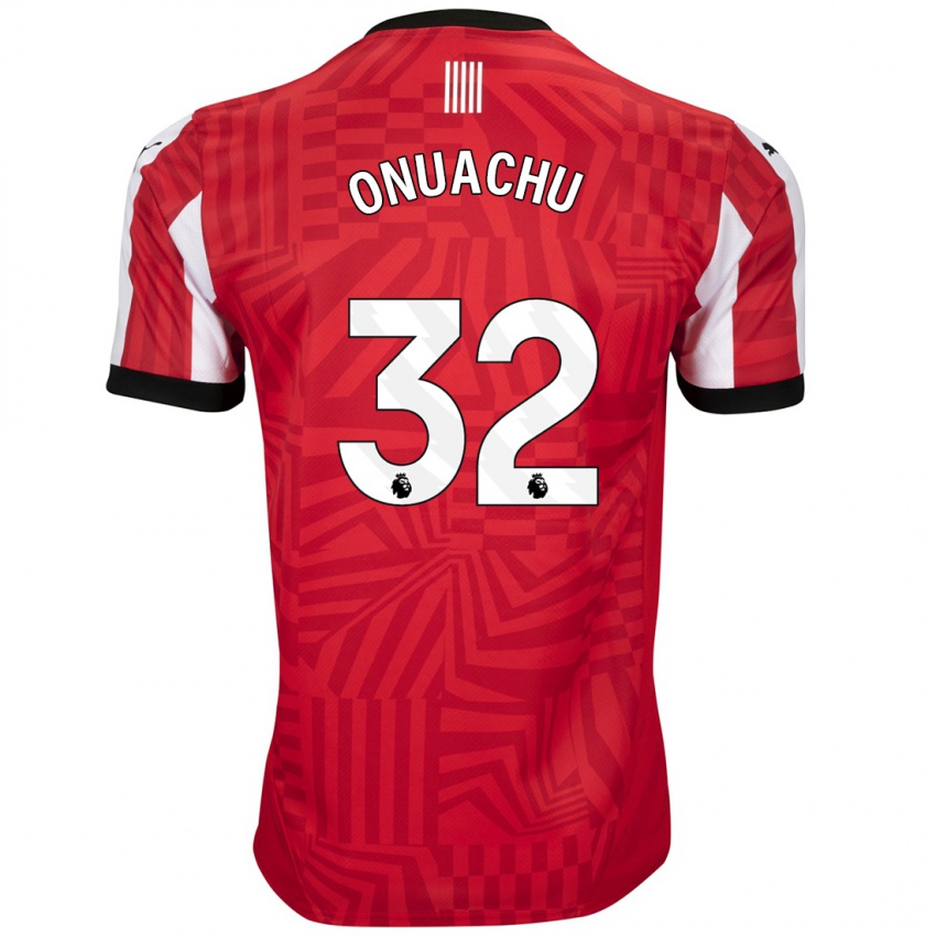 Hombre Camiseta Paul Onuachu #32 Rojo Blanco 1ª Equipación 2024/25 La Camisa México