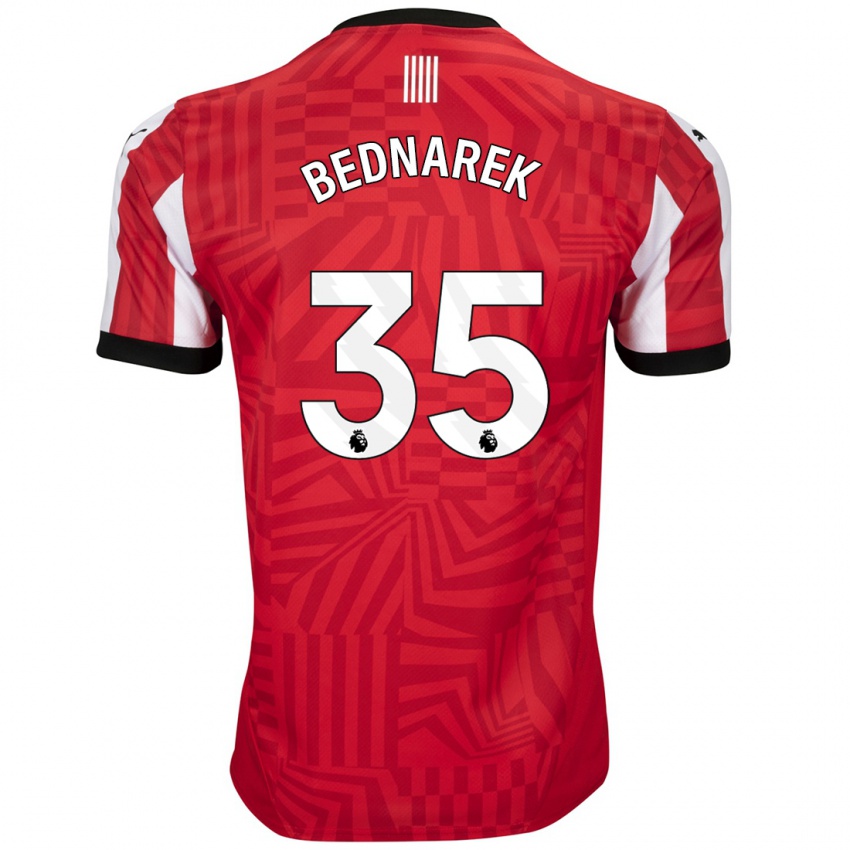 Hombre Camiseta Jan Bednarek #35 Rojo Blanco 1ª Equipación 2024/25 La Camisa México