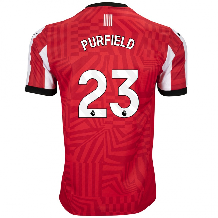 Hombre Camiseta Jemma Elizabeth Purfield #23 Rojo Blanco 1ª Equipación 2024/25 La Camisa México