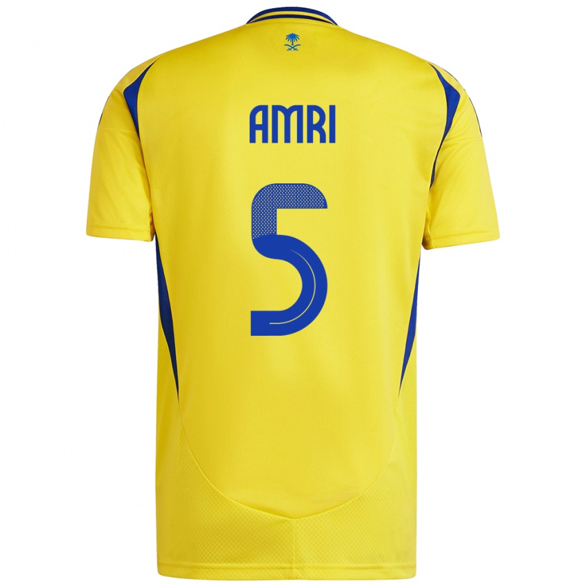 Hombre Camiseta Abdulelah Al-Amri #5 Amarillo Azul 1ª Equipación 2024/25 La Camisa México