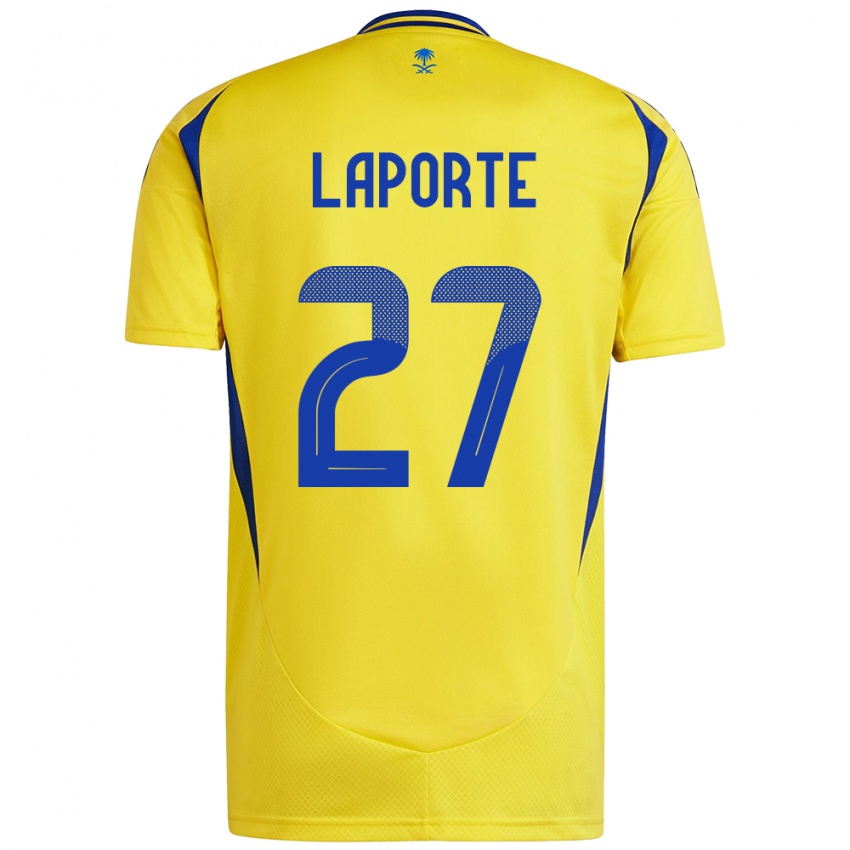 Hombre Camiseta Aymeric Laporte #27 Amarillo Azul 1ª Equipación 2024/25 La Camisa México