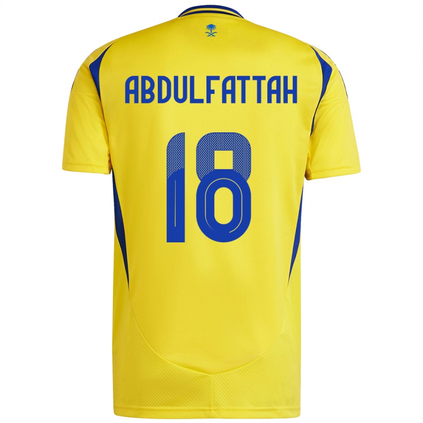 Hombre Camiseta Abdulfattah Adam #18 Amarillo Azul 1ª Equipación 2024/25 La Camisa México