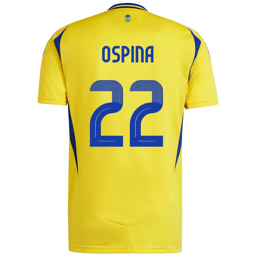 Hombre Camiseta David Ospina #22 Amarillo Azul 1ª Equipación 2024/25 La Camisa México