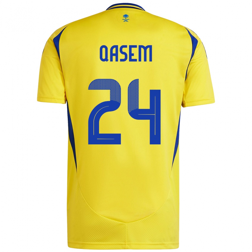 Hombre Camiseta Mohammed Qasem #24 Amarillo Azul 1ª Equipación 2024/25 La Camisa México