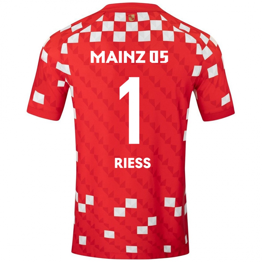 Hombre Camiseta Lasse Rieß #1 Blanco Rojo 1ª Equipación 2024/25 La Camisa México