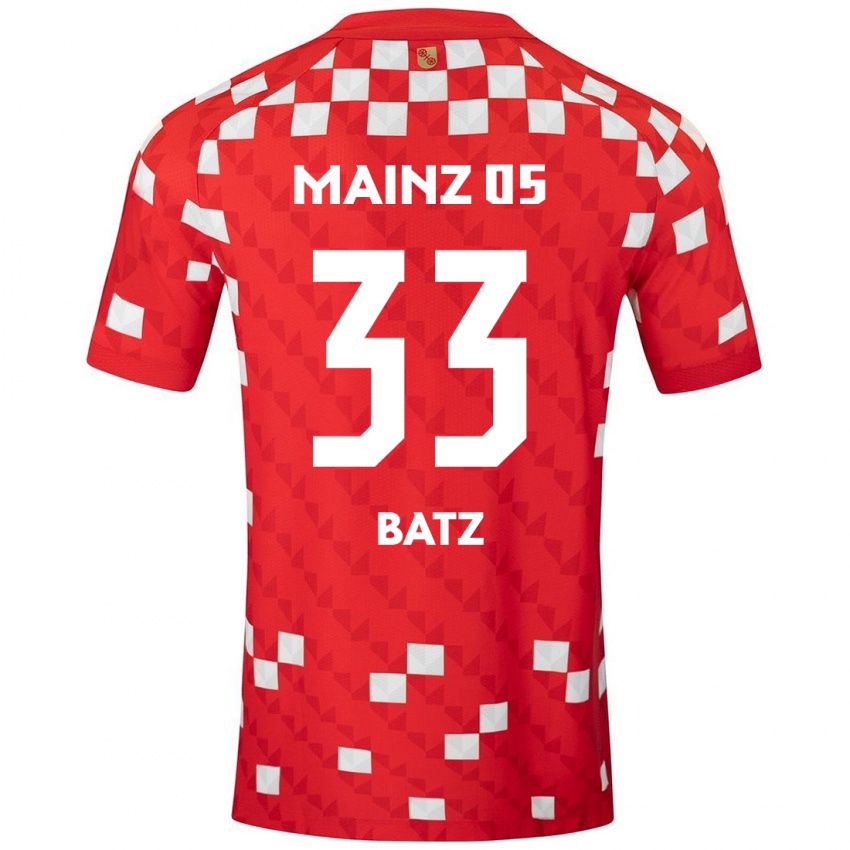 Hombre Camiseta Daniel Batz #33 Blanco Rojo 1ª Equipación 2024/25 La Camisa México