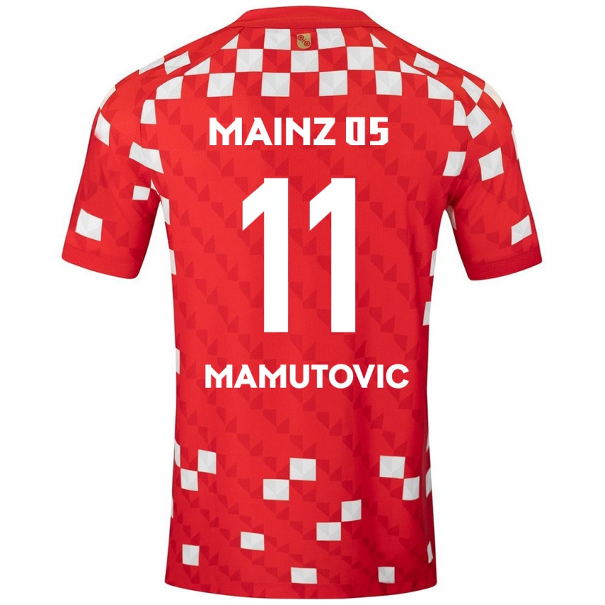 Hombre Camiseta David Mamutovic #11 Blanco Rojo 1ª Equipación 2024/25 La Camisa México