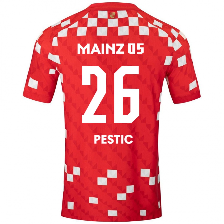 Hombre Camiseta Dominik Pestic #26 Blanco Rojo 1ª Equipación 2024/25 La Camisa México