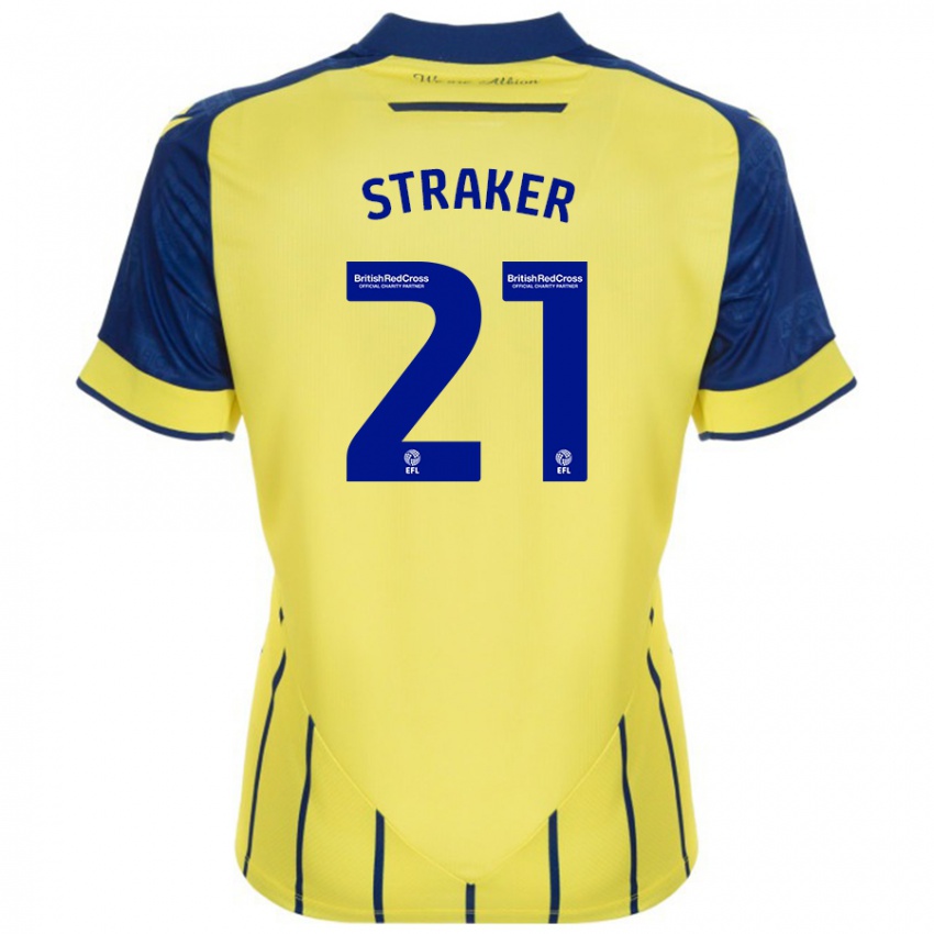 Hombre Camiseta Jannelle Straker #21 Amarillo Azul 2ª Equipación 2024/25 La Camisa México