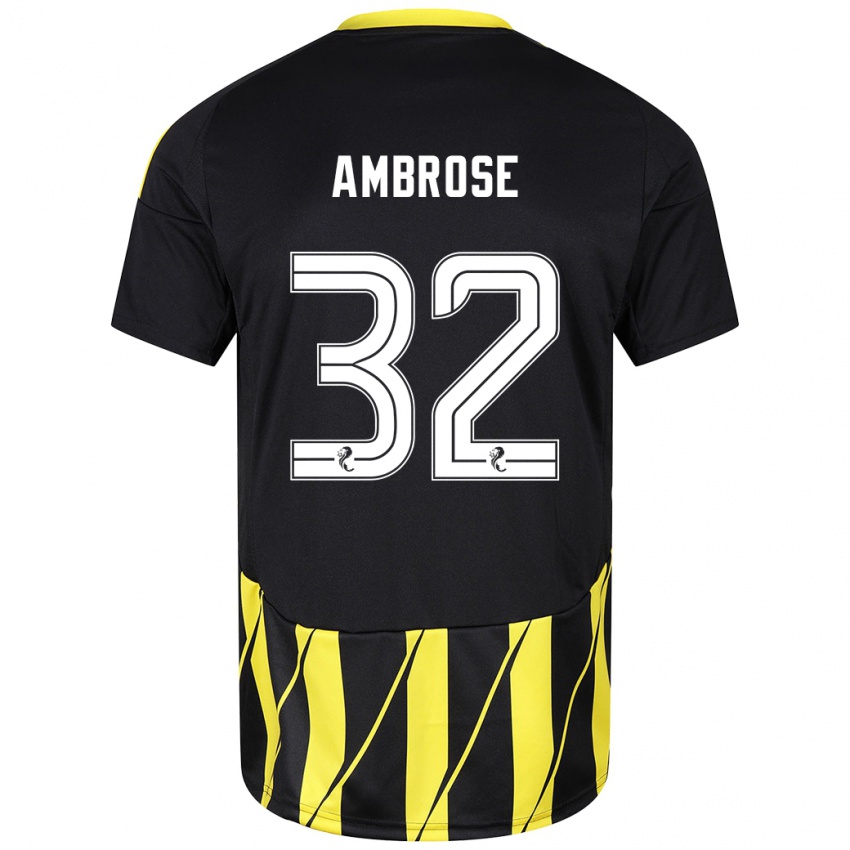 Hombre Camiseta Peter Ambrose #32 Negro Amarillo 2ª Equipación 2024/25 La Camisa México