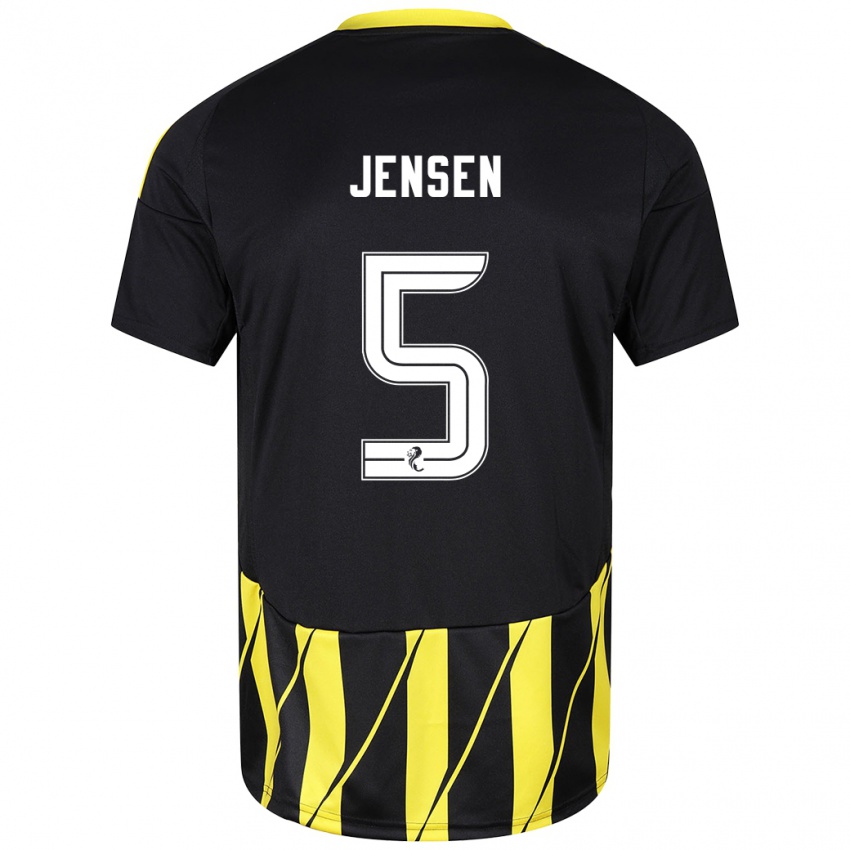 Hombre Camiseta Richard Jensen #5 Negro Amarillo 2ª Equipación 2024/25 La Camisa México