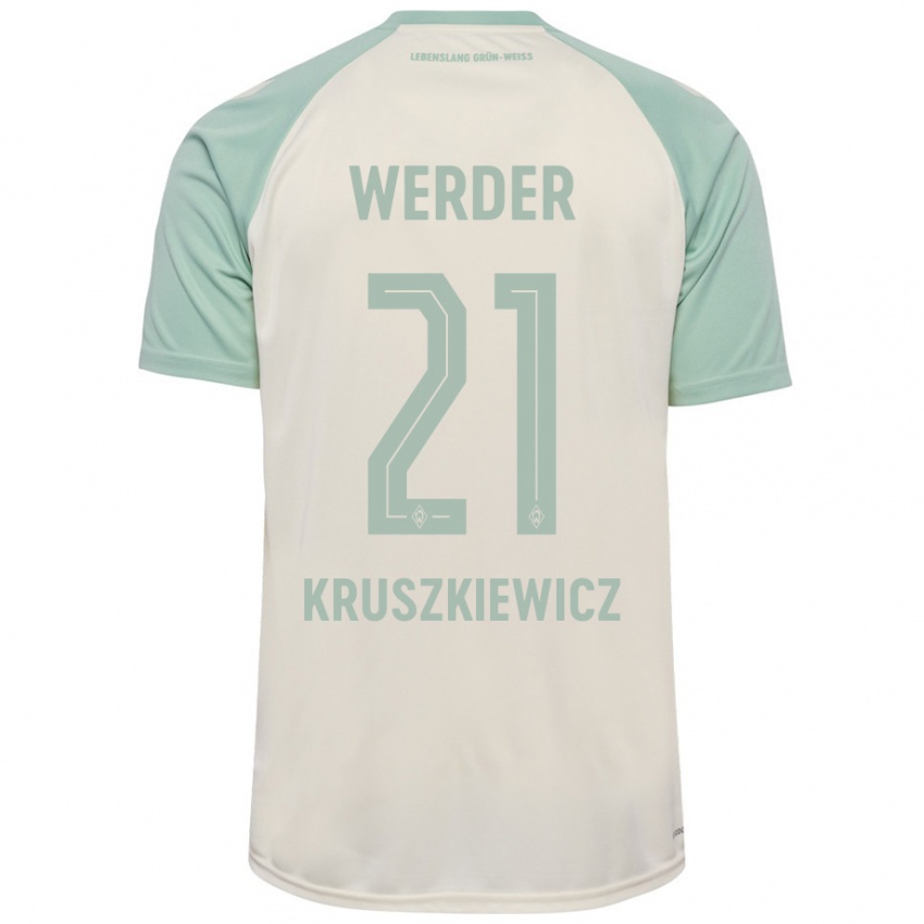 Hombre Camiseta Jakub Kruszkiewicz #21 Blanquecino Verde Claro 2ª Equipación 2024/25 La Camisa México