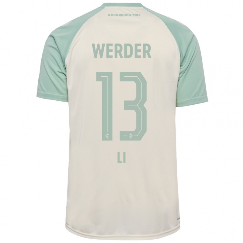 Hombre Camiseta Xiancheng Li #13 Blanquecino Verde Claro 2ª Equipación 2024/25 La Camisa México