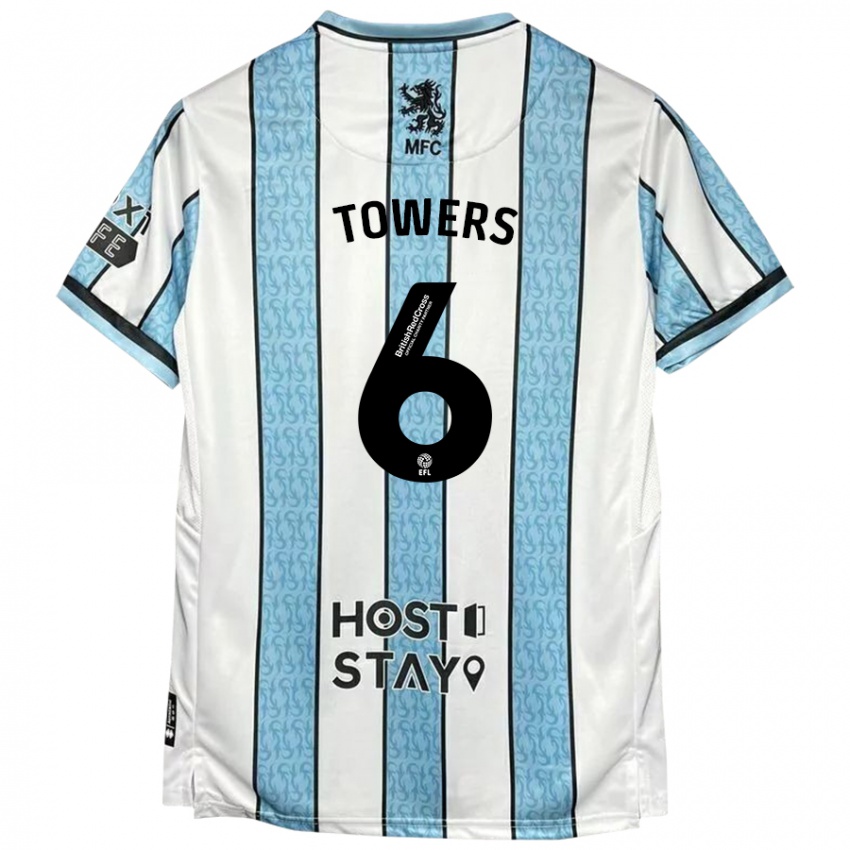 Hombre Camiseta Abby Towers #6 Blanco Azul 2ª Equipación 2024/25 La Camisa México