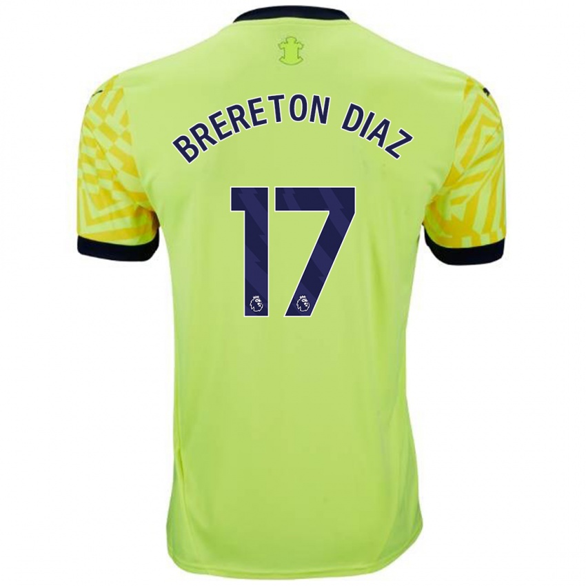 Hombre Camiseta Ben Brereton Díaz #17 Amarillo 2ª Equipación 2024/25 La Camisa México