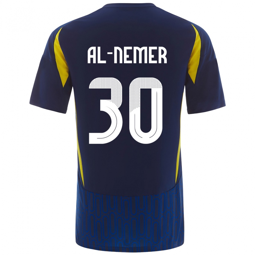 Hombre Camiseta Meshari Al-Nemer #30 Azul Amarillo 2ª Equipación 2024/25 La Camisa México