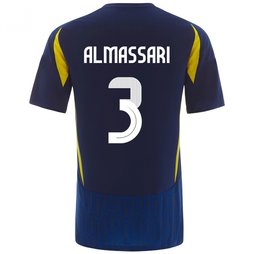 Hombre Camiseta Wadha Almassari #3 Azul Amarillo 2ª Equipación 2024/25 La Camisa México