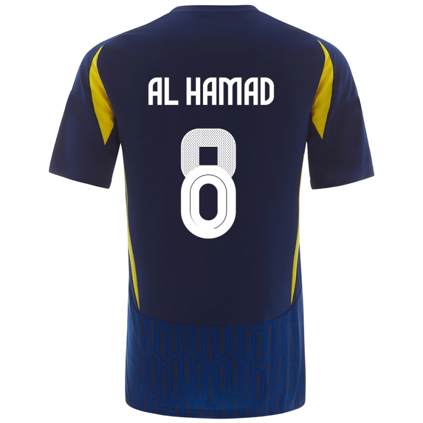 Hombre Camiseta Sara Al-Hamad #8 Azul Amarillo 2ª Equipación 2024/25 La Camisa México