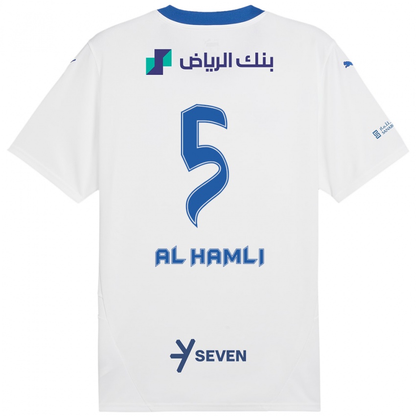 Hombre Camiseta Noura Al-Hamli #5 Blanco Azul 2ª Equipación 2024/25 La Camisa México