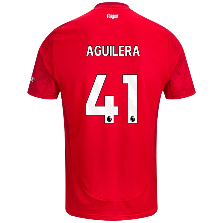 Mujer Camiseta Brandon Aguilera #41 Rojo Blanco 1ª Equipación 2024/25 La Camisa México