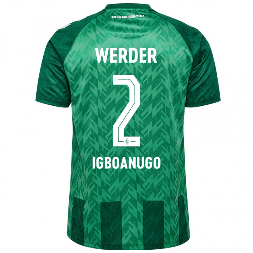 Mujer Camiseta David Igboanugo #2 Verde 1ª Equipación 2024/25 La Camisa México