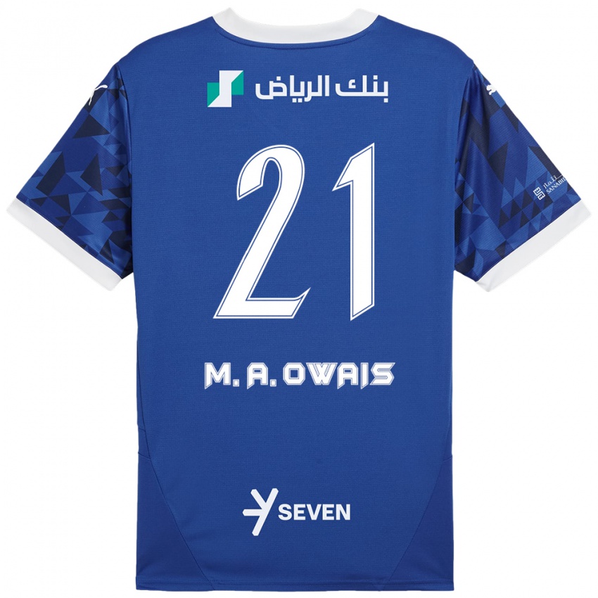 Mujer Camiseta Mohammed Al-Owais #21 Azul Oscuro Blanco 1ª Equipación 2024/25 La Camisa México