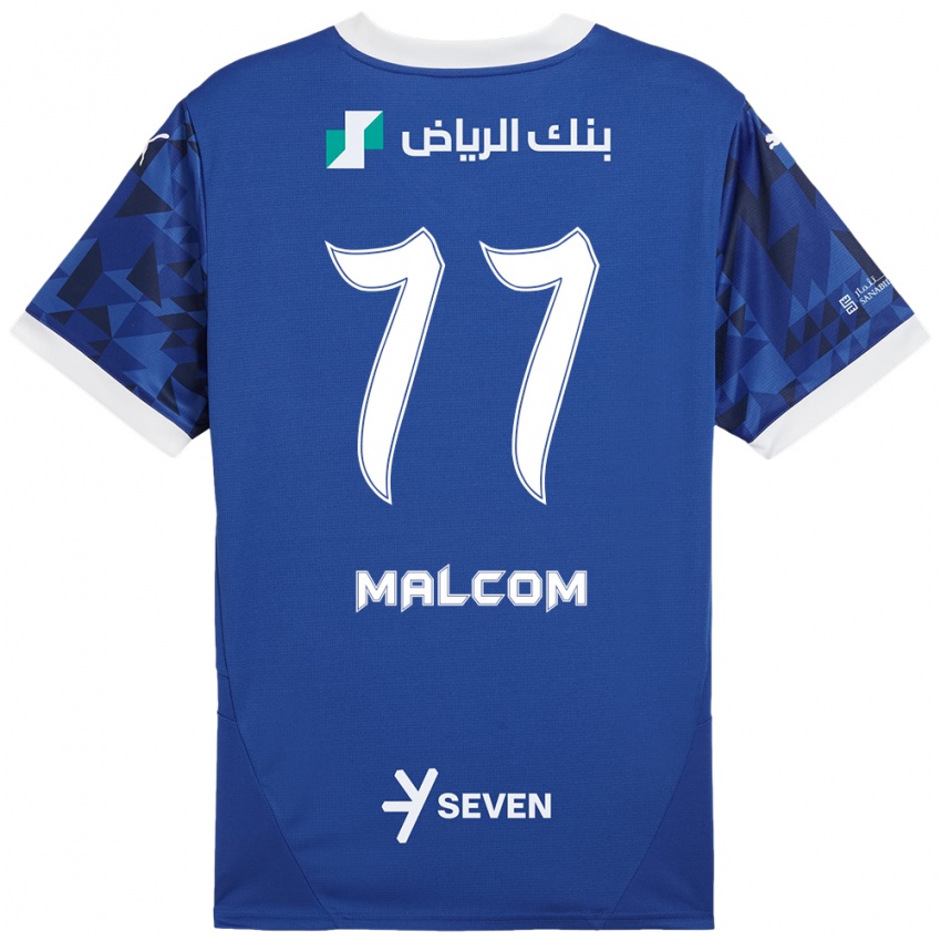 Mujer Camiseta Malcom #77 Azul Oscuro Blanco 1ª Equipación 2024/25 La Camisa México