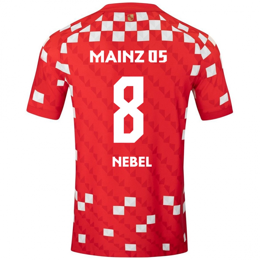 Mujer Camiseta Paul Nebel #8 Blanco Rojo 1ª Equipación 2024/25 La Camisa México