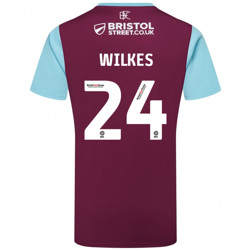 Mujer Camiseta Tilly Wilkes #24 Borgoña Azul Cielo 1ª Equipación 2024/25 La Camisa México