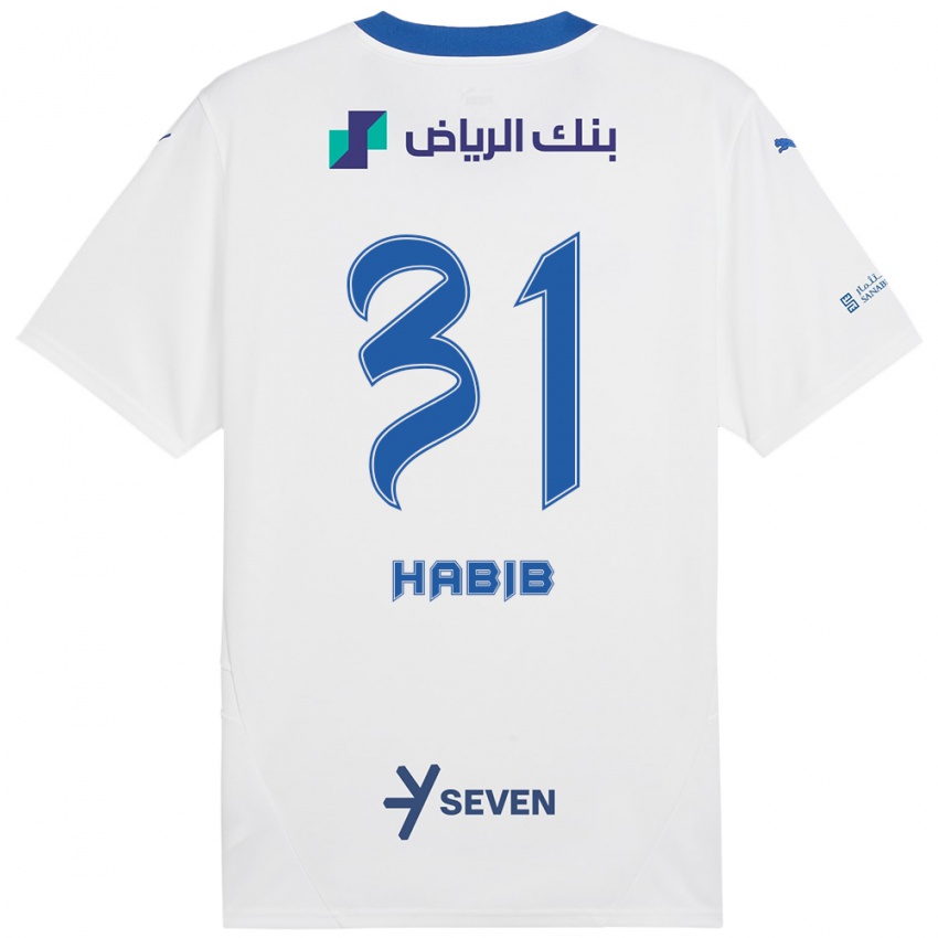 Mujer Camiseta Habib Al-Wutaian #31 Blanco Azul 2ª Equipación 2024/25 La Camisa México