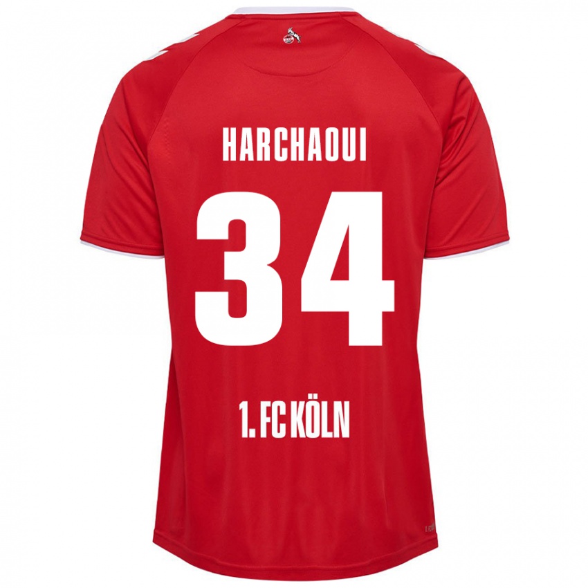 Mujer Camiseta Fayssal Harchaoui #34 Rojo Blanco 2ª Equipación 2024/25 La Camisa México